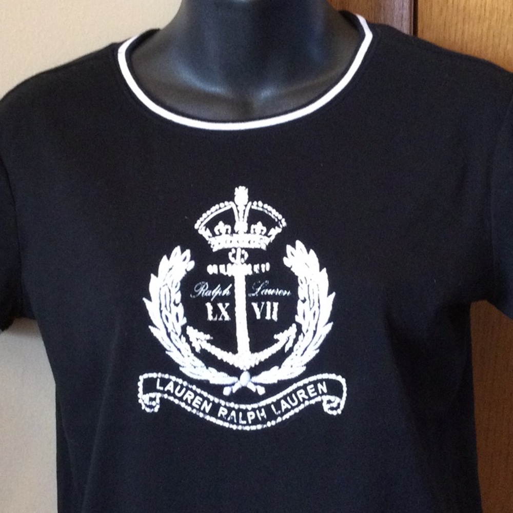 Lauren by Ralph Lauren Black T-shirt Size S